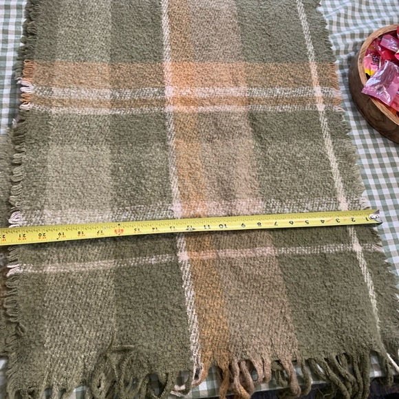 Steve Madden Olive and Rust Plaid Scarf - Picture 2 of 3